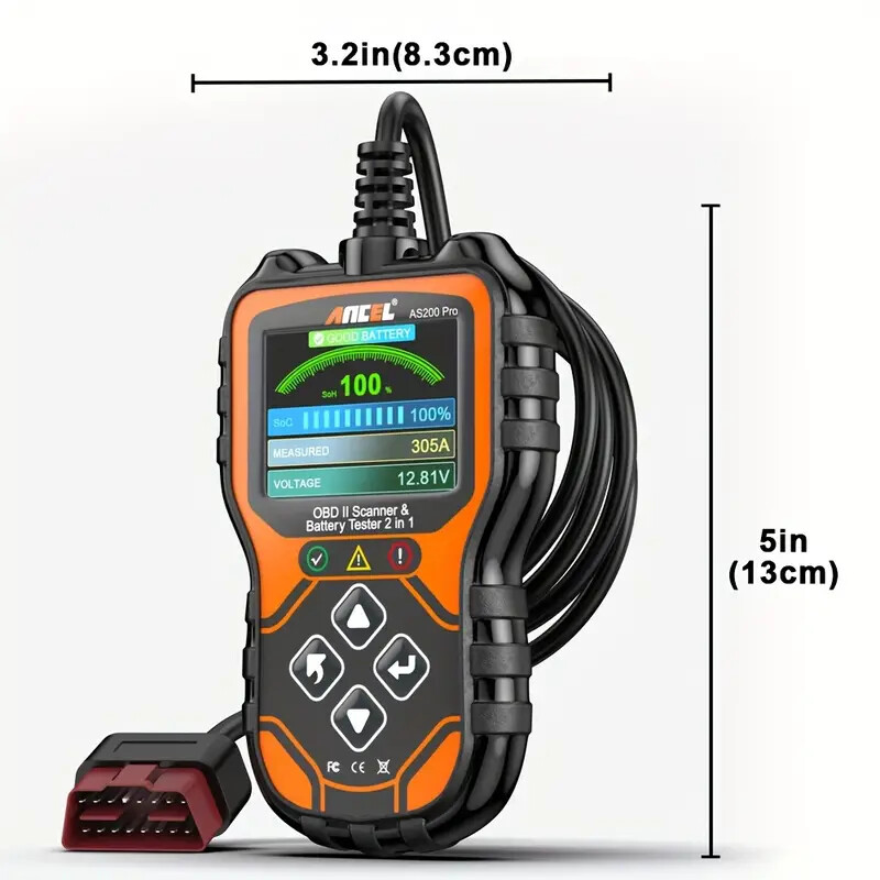 ANCEL AS200 Pro 6V 12V Battery Charging Cranking Tester OBD2 Engine Scan Tool