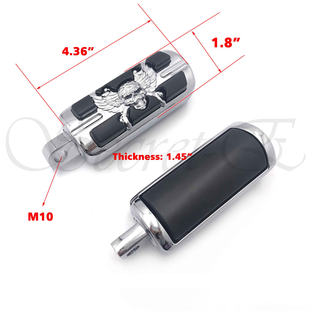 HTTMT- Chrome Zombie FootPegs For Harley with H-D male mount-style footpeg