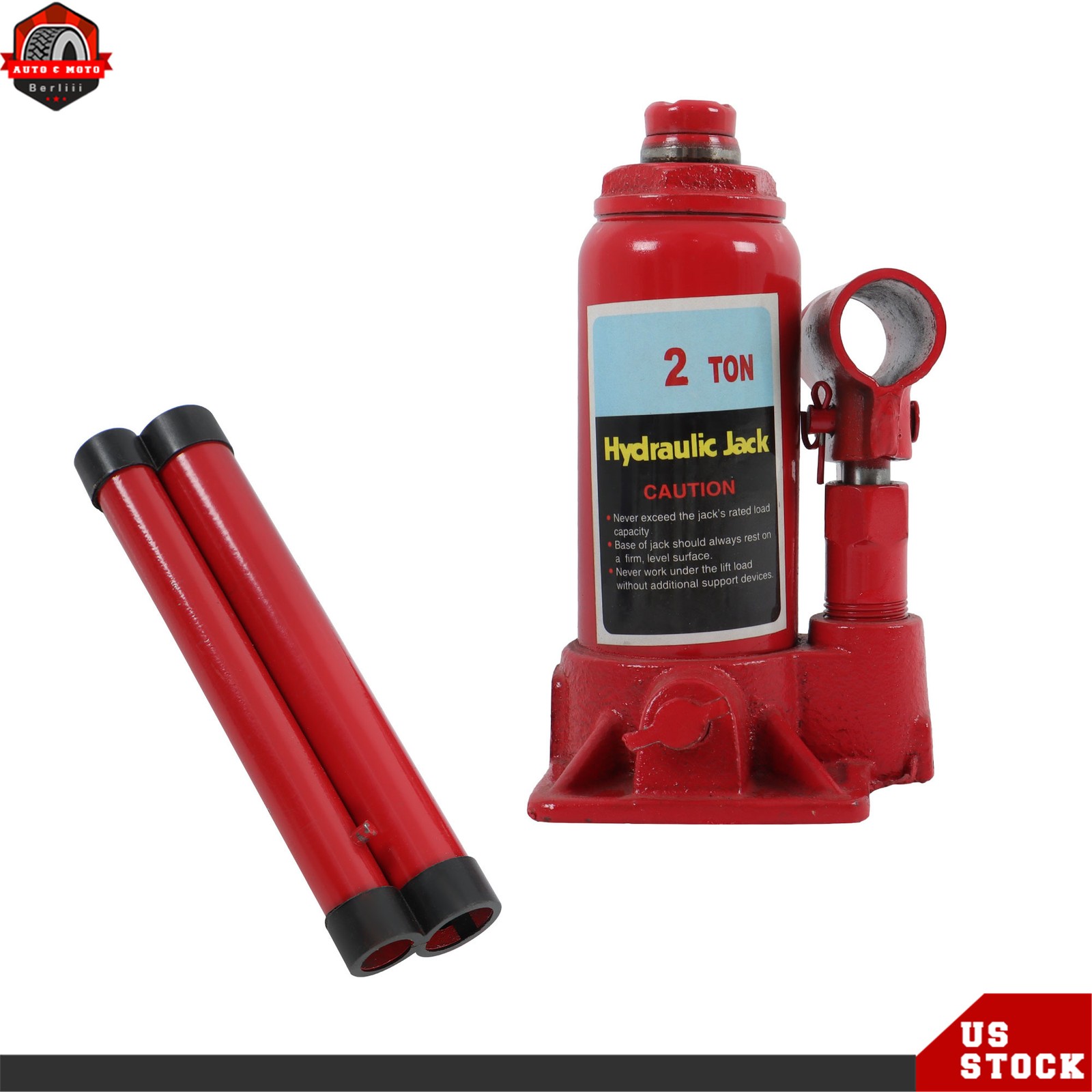 Red 2 Ton Welded Portable Hydraulic Bottle Jack Heavy Duty Car Lift Repair Tool