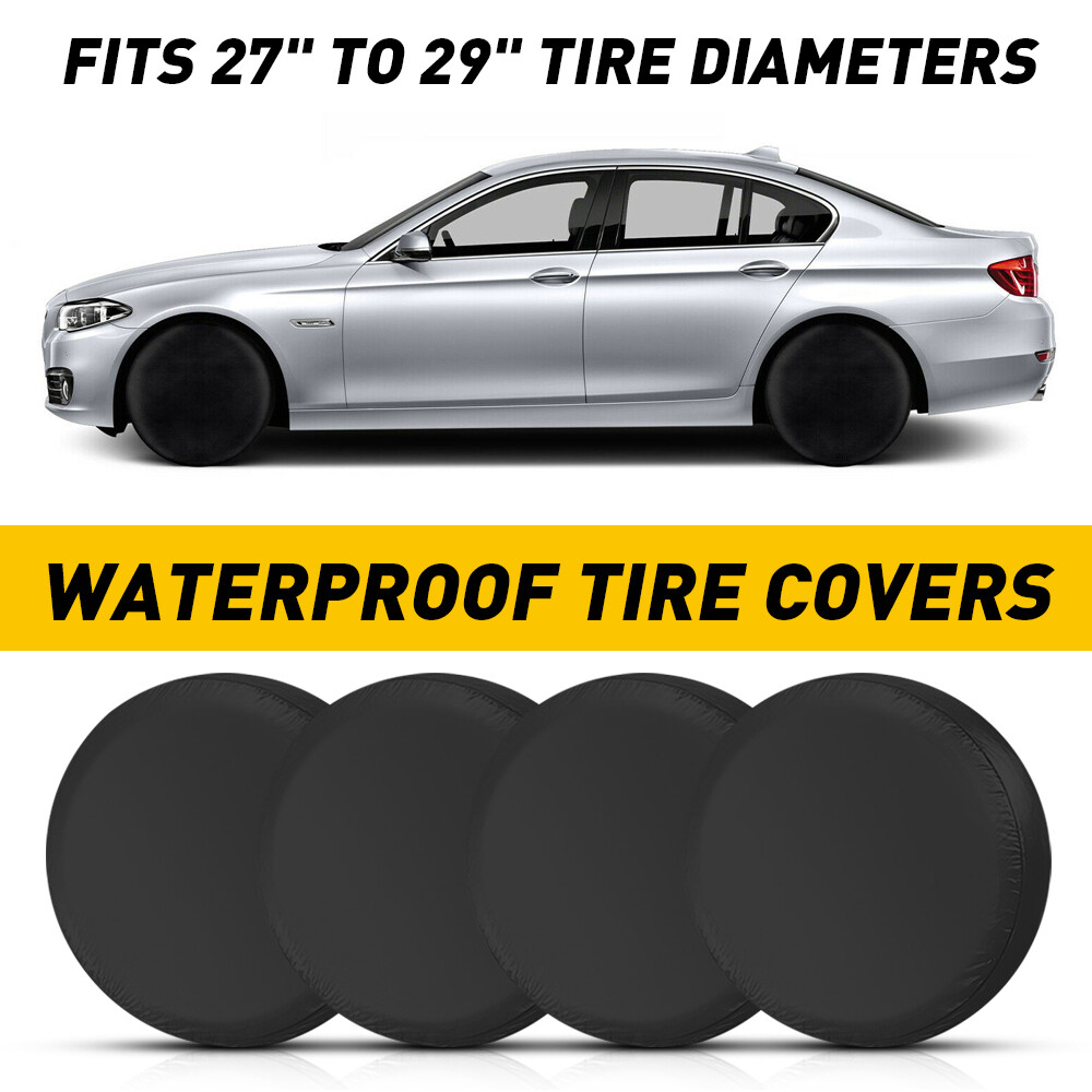 Waterproof Tire Covers Set 4 Wheel&Tyre RV Trailer Camper Sun Protector 27″-29″