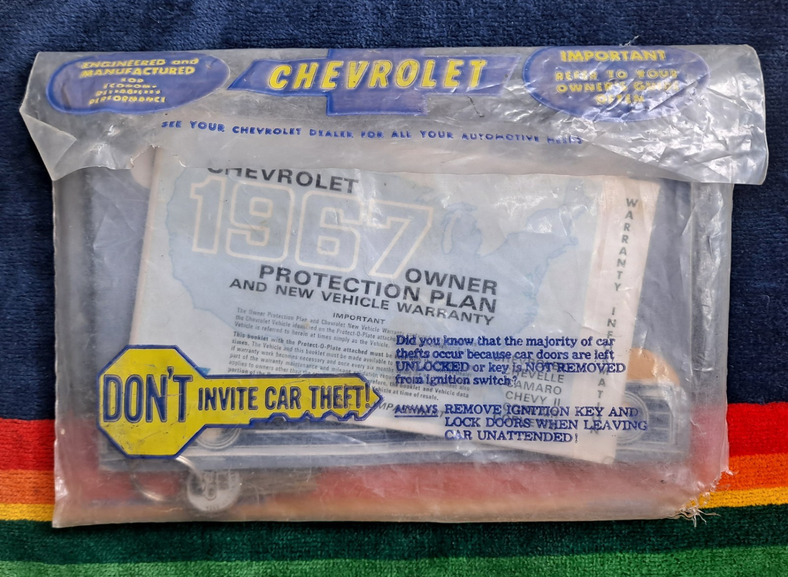 1967 CHEVROLET WARRANTY BOOK PROTECT-O-PLATE JERRY McCARTHY CHEVROLET WOODWARD