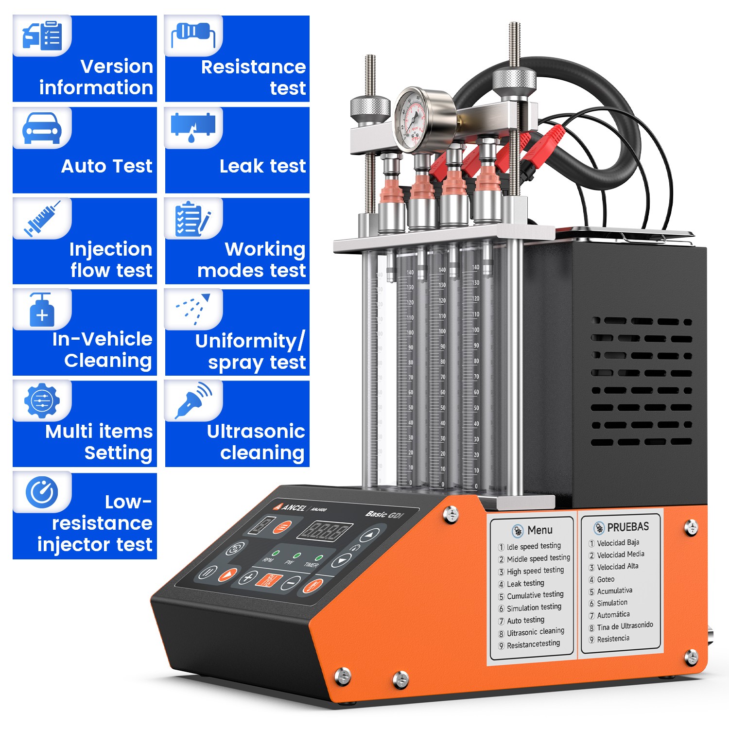 GDI EFI FSL TSI Petrol Fuel Injector Cleaner Tester Machine Ultrasonic Cleaning