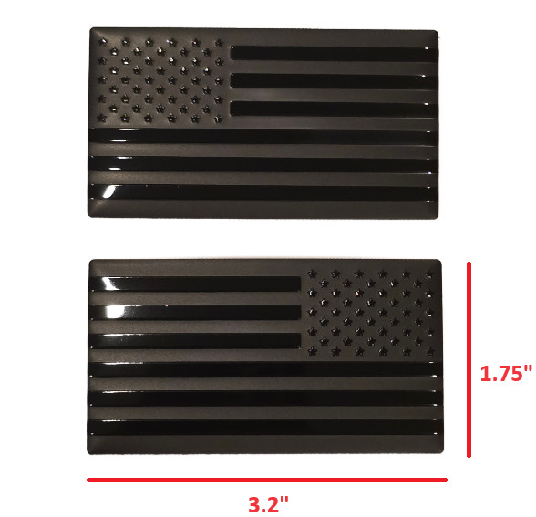 All Black Subdued Embossed Left/Right American Flag Decal Car Truck Emblem MAGA