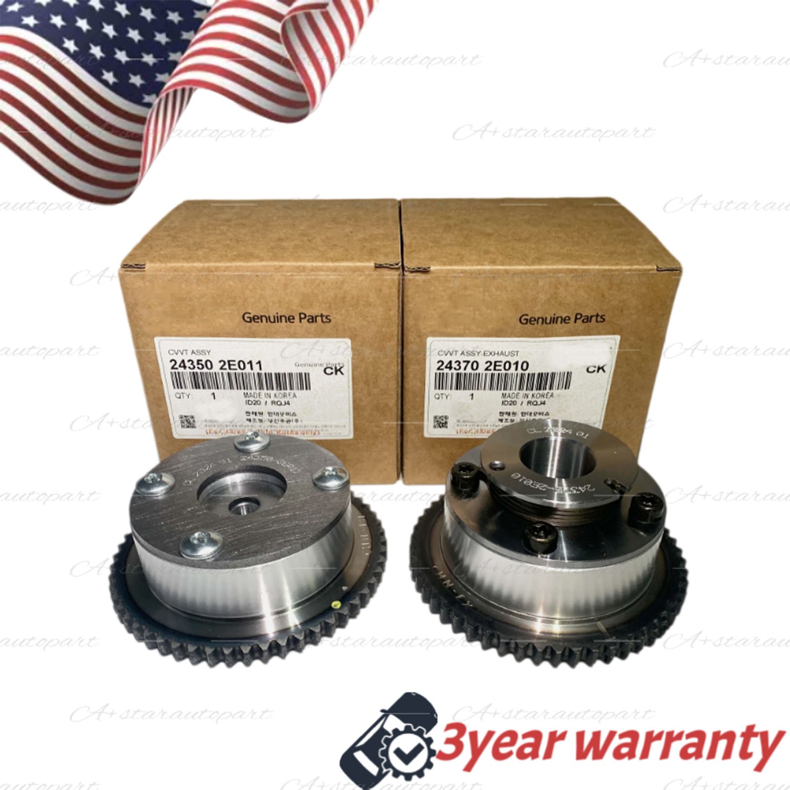 US STOCK 2P Intake Exhaust VVT Timing Camshaft Gear Sprocket for Hyundai Elantra