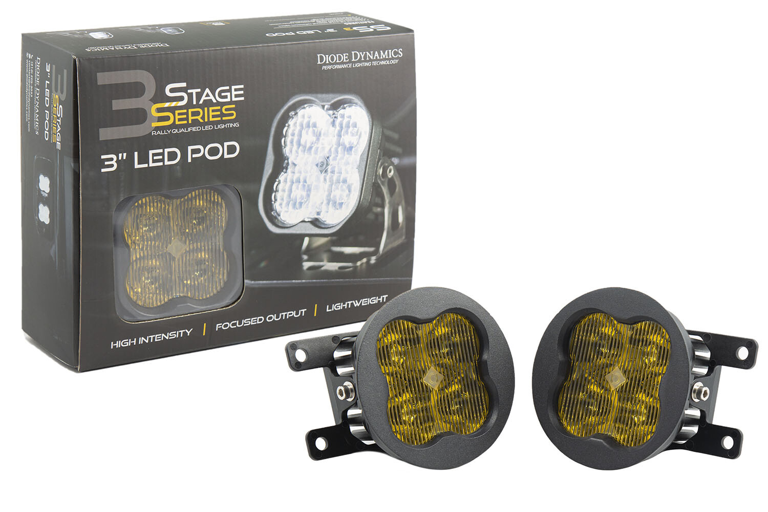 SS3 LED SAE/DOT Type A Fog Light Kit Sport Fog Optic Yellow Diode Dynamics