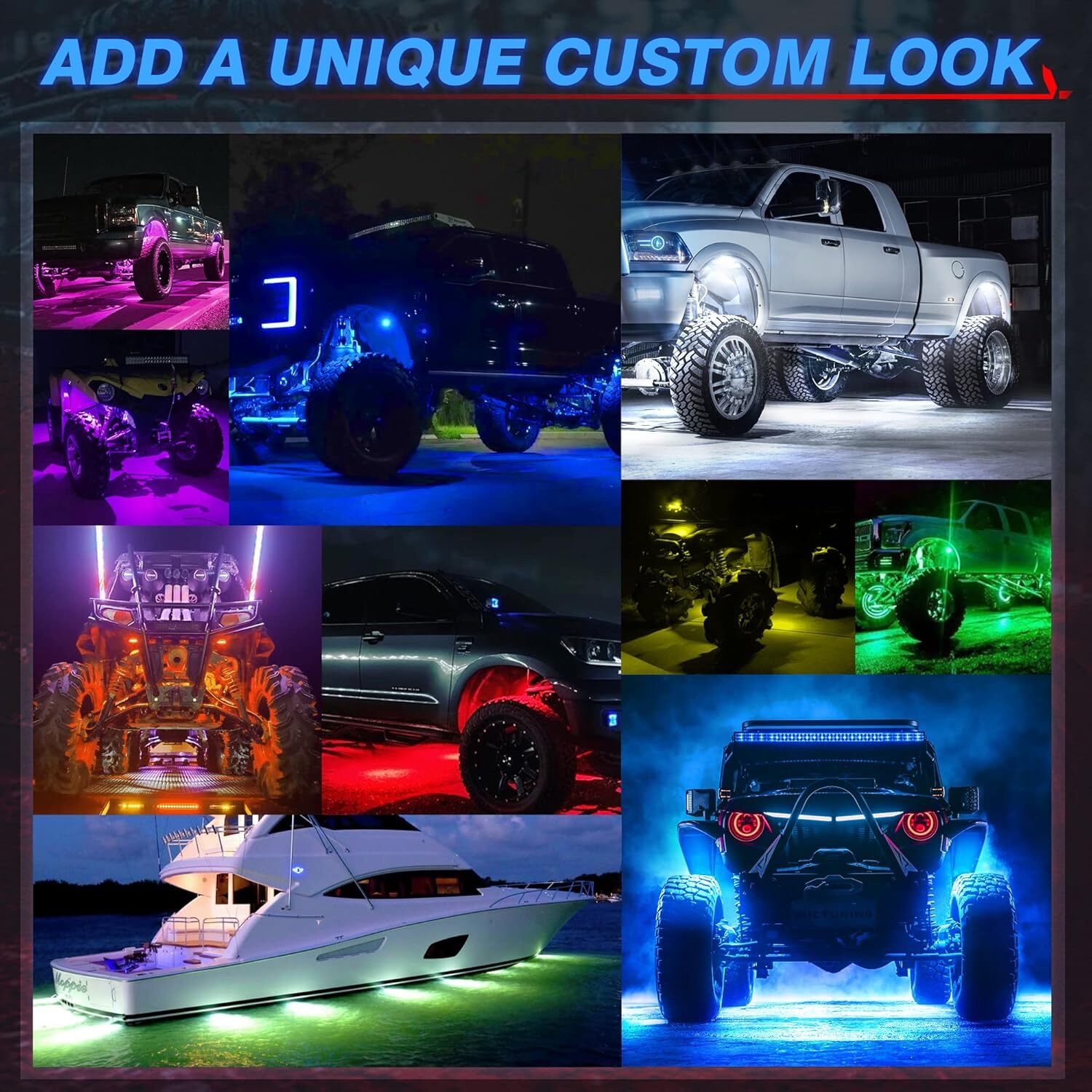 MICTUNING Q1 RGBW LED Underglow Rock Lights, Single Light Pod For Replacement