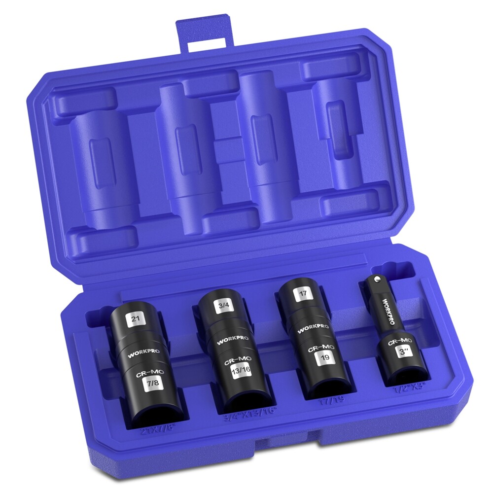 WORKPRO 4PC Impact Socket Set 1/2″ Dr Lug Nut Wheel 3″ Extension Bar Flip Socket
