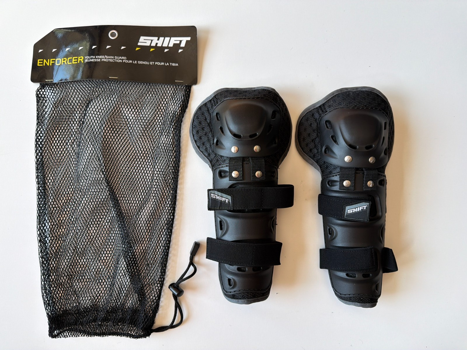 Shift Enforcer Youth Knee Shin Guards Black OS Motocross MX ATV Dirt Bike NWT
