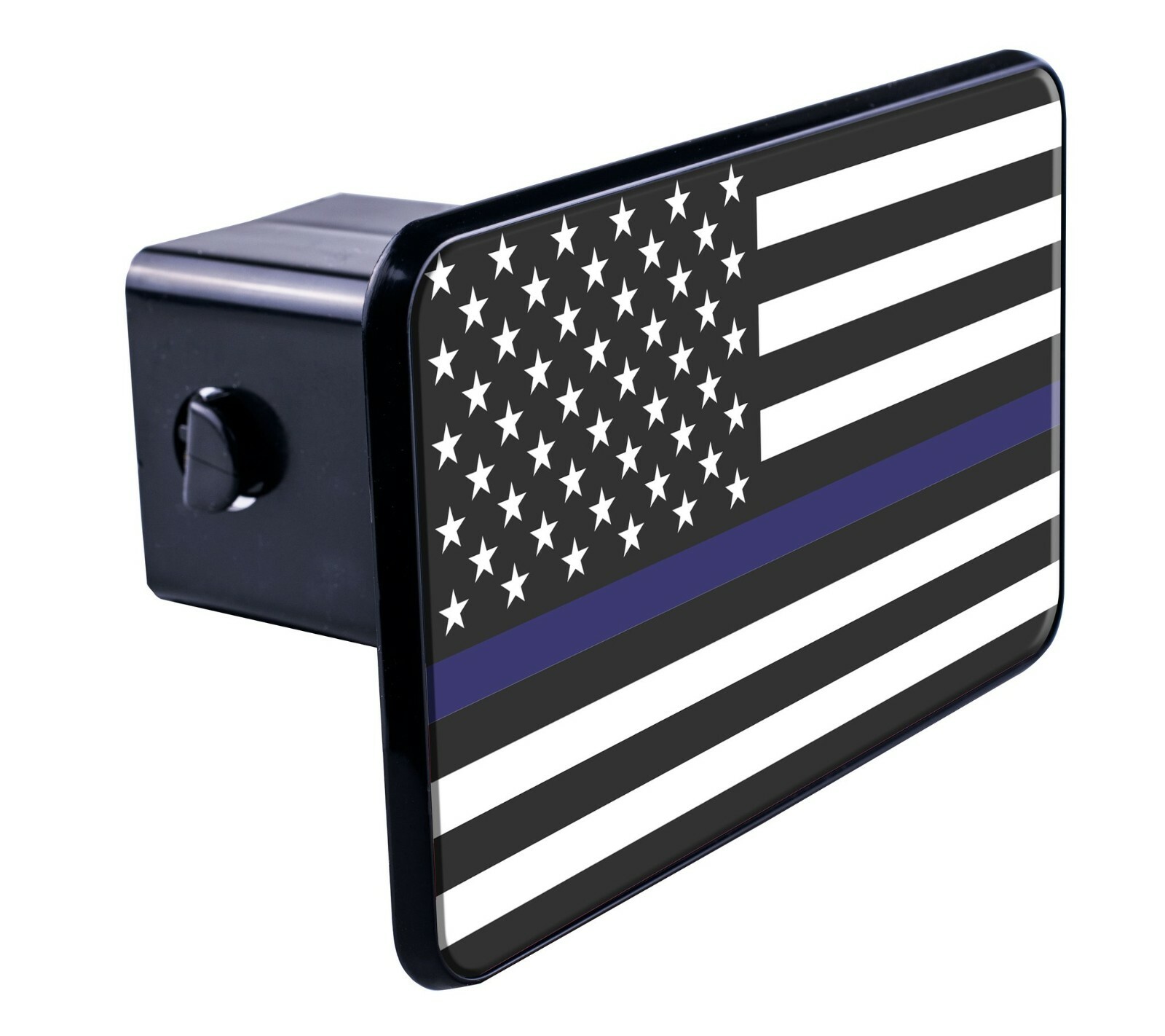 Thin Blue Line America Flag Plastic Trailer Hitch Cover Car-Truck-SUV 2″ Receive
