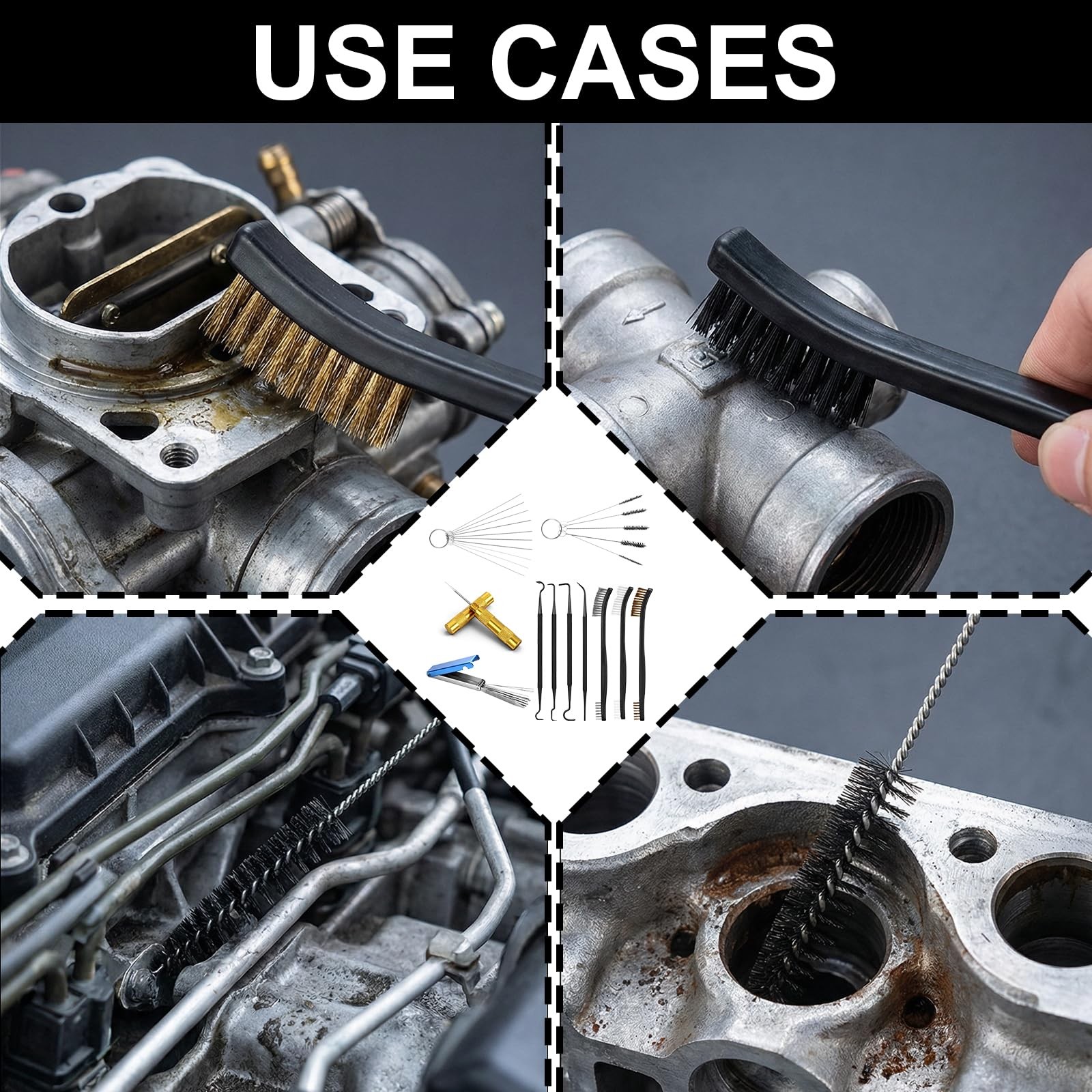 Carburetor Cleaning Kit Includes 7 Nylon Brushes, 23 Needles | 1 Single-head