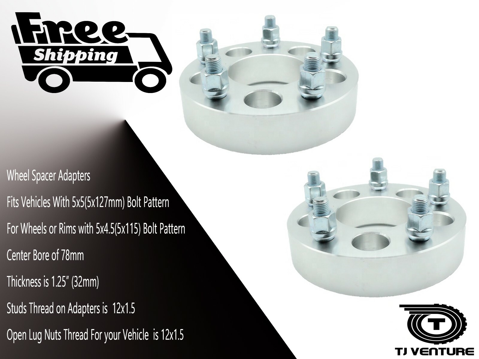4PC 1.25″ THICK 5×5(5×127) TO 5×4.5(5×115) WHEEL SPACER ADAPTER FOR CHRYSLER