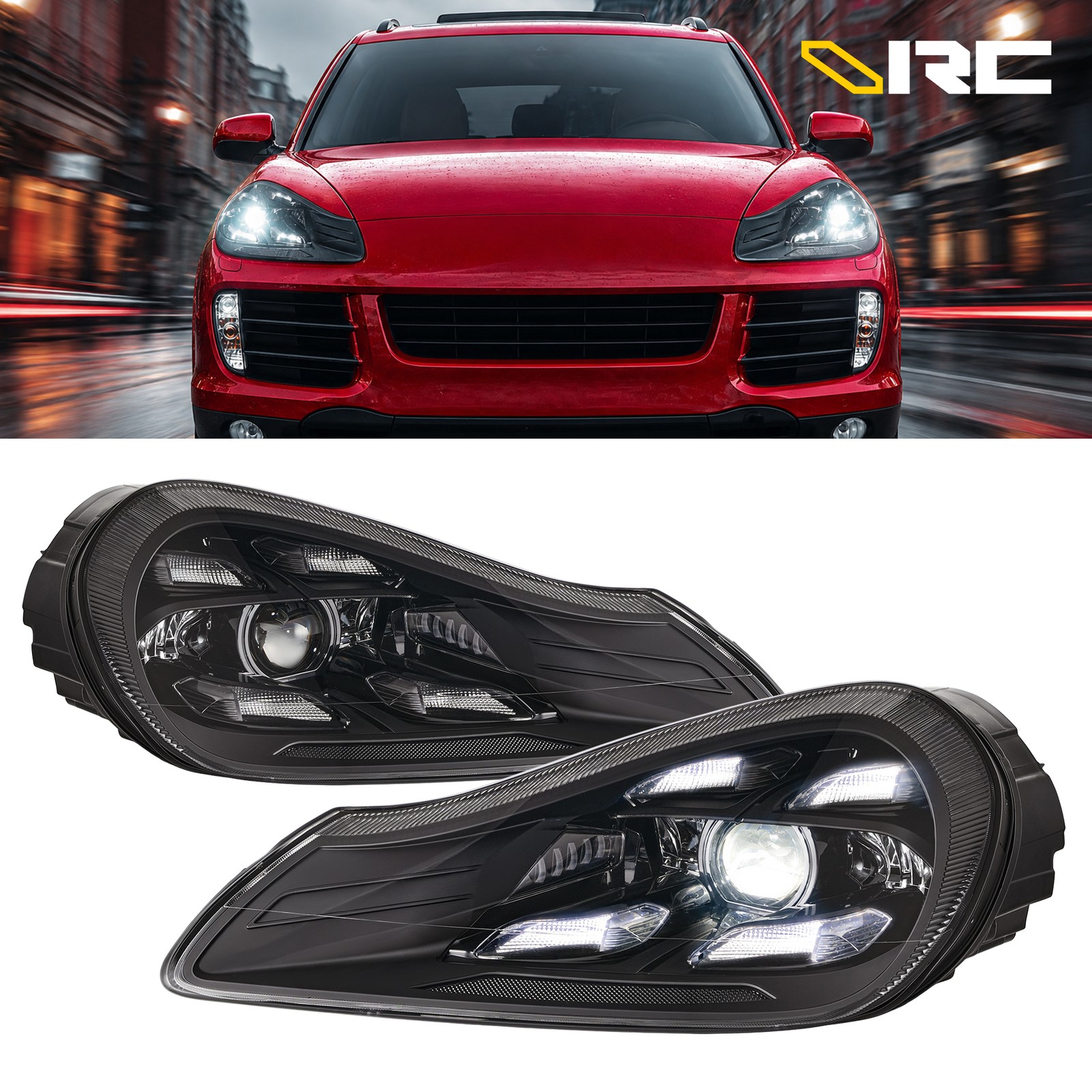 Full LED Headlights For Porsche Cayenne 957 2007-2010 DRL Front Lamp Assembly