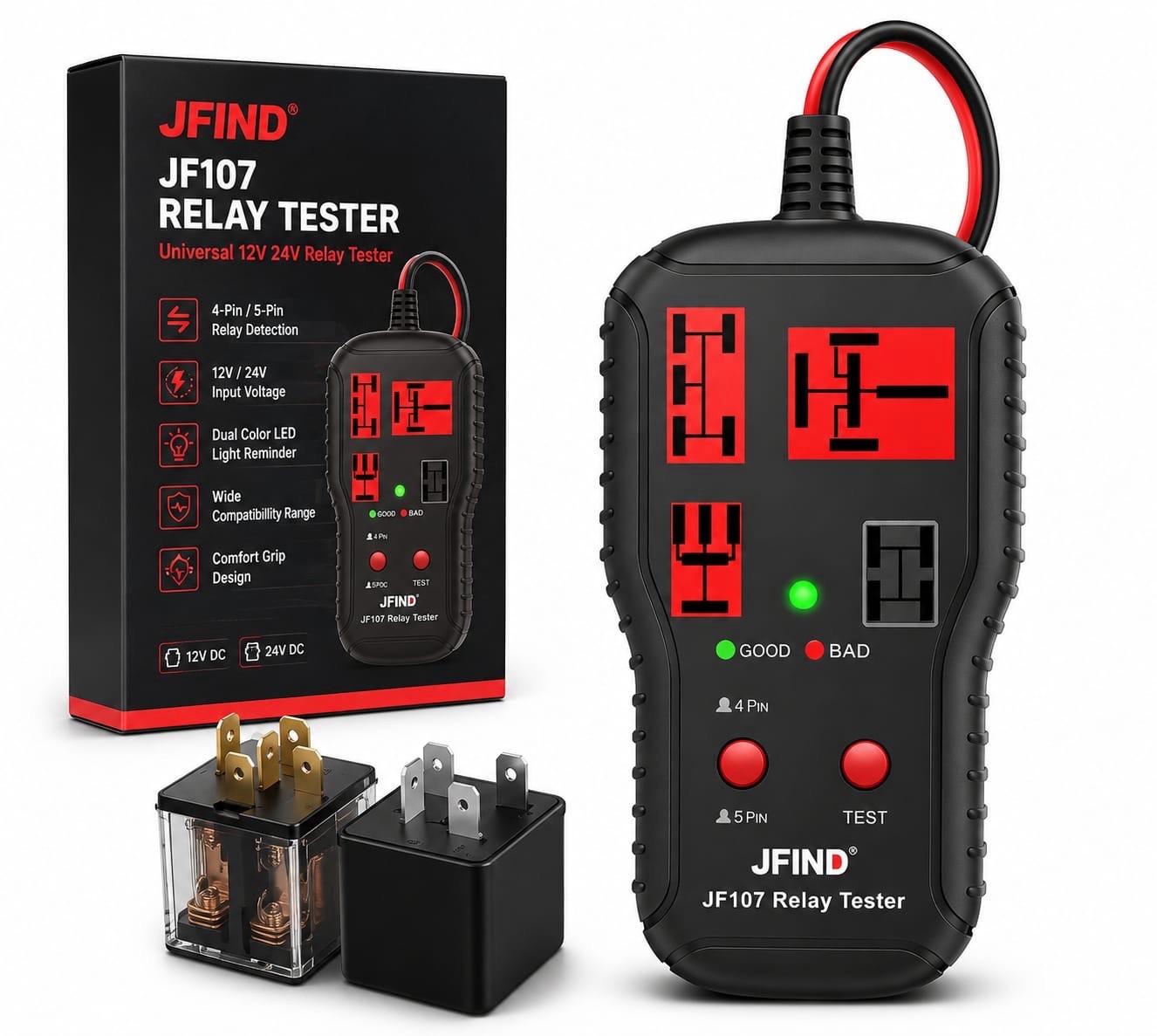 Universal 12V 24V Automotive Relay Tester Car Circuit Battery Voltage Checker To