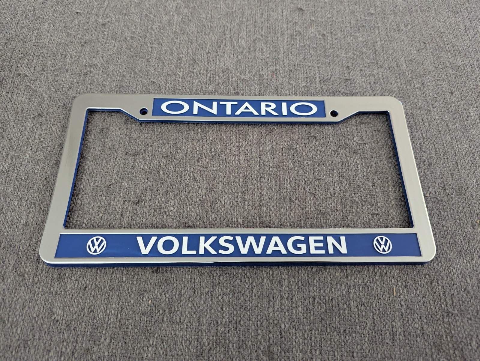 NEW Volkswagen VW Ontario California Plastic Dealer Chrome License Plate Frame