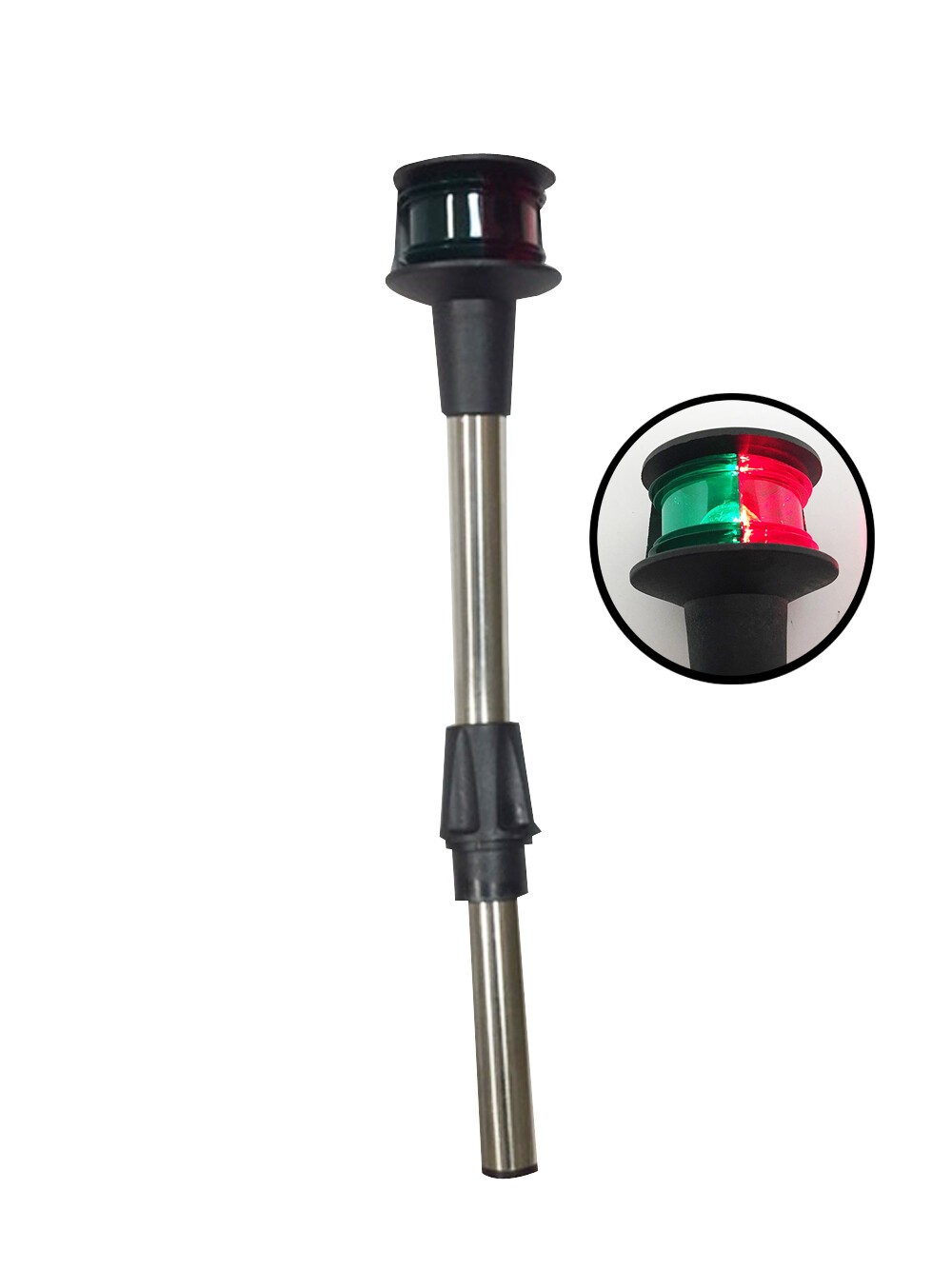 MARINE BOAT NAVIGATION RED GREEN BI COLOR 12″ PLUG IN BOW LIGHT WITH ANGLED POLE