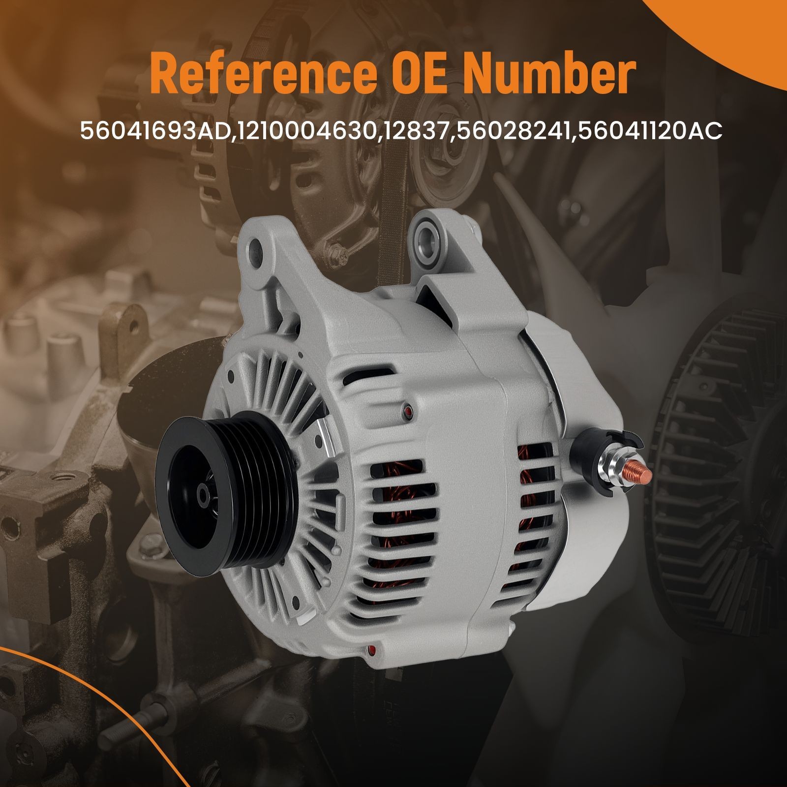 Alternator Assembly For Dodge Ram 1500 3.7L V6 Manual Trans 2006 56041120AD 136A