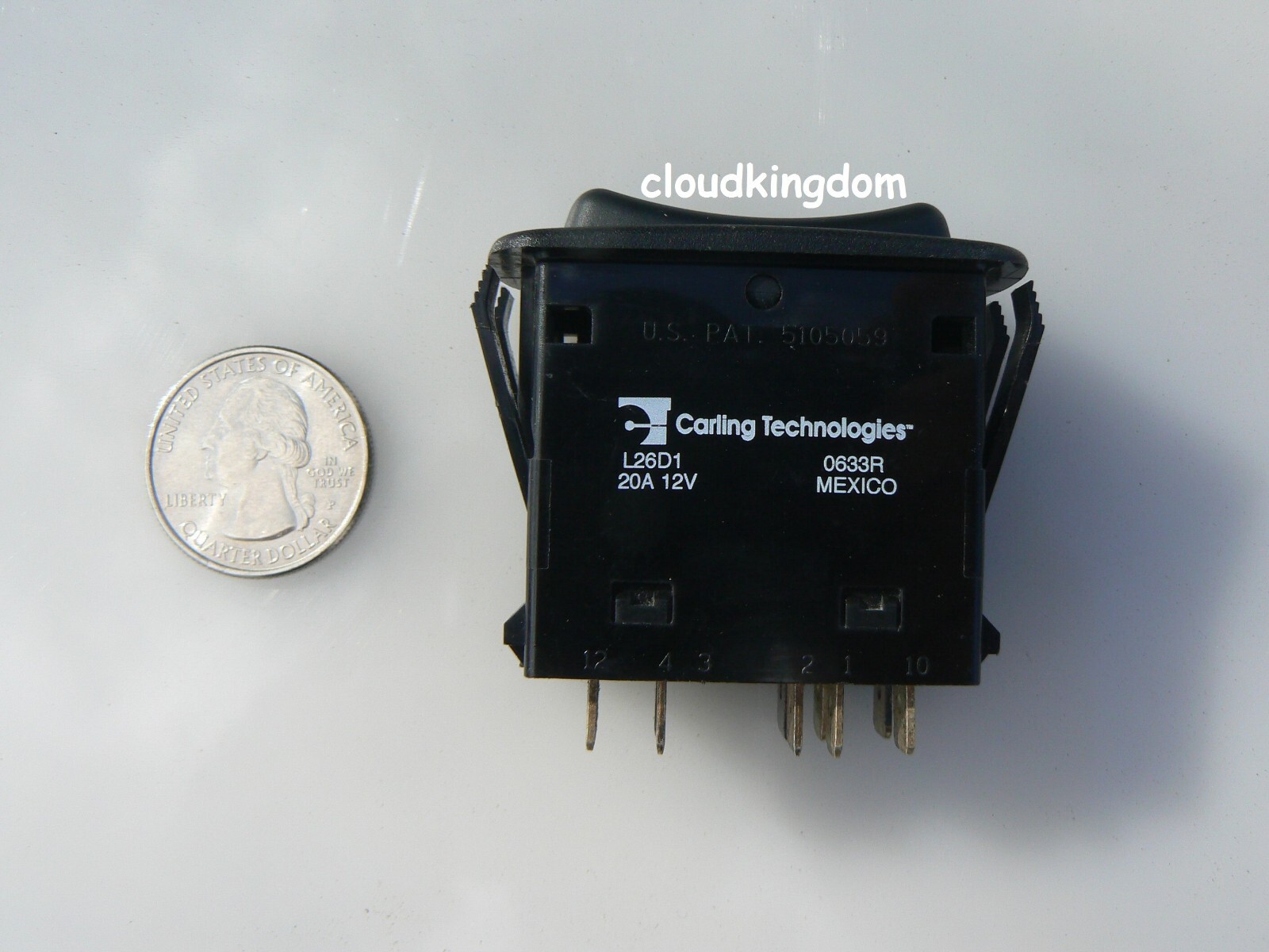 CARLING (9) Terminal / Prong L26D1 Maintained Rocker Switch 20A 12V “Flood Spot”