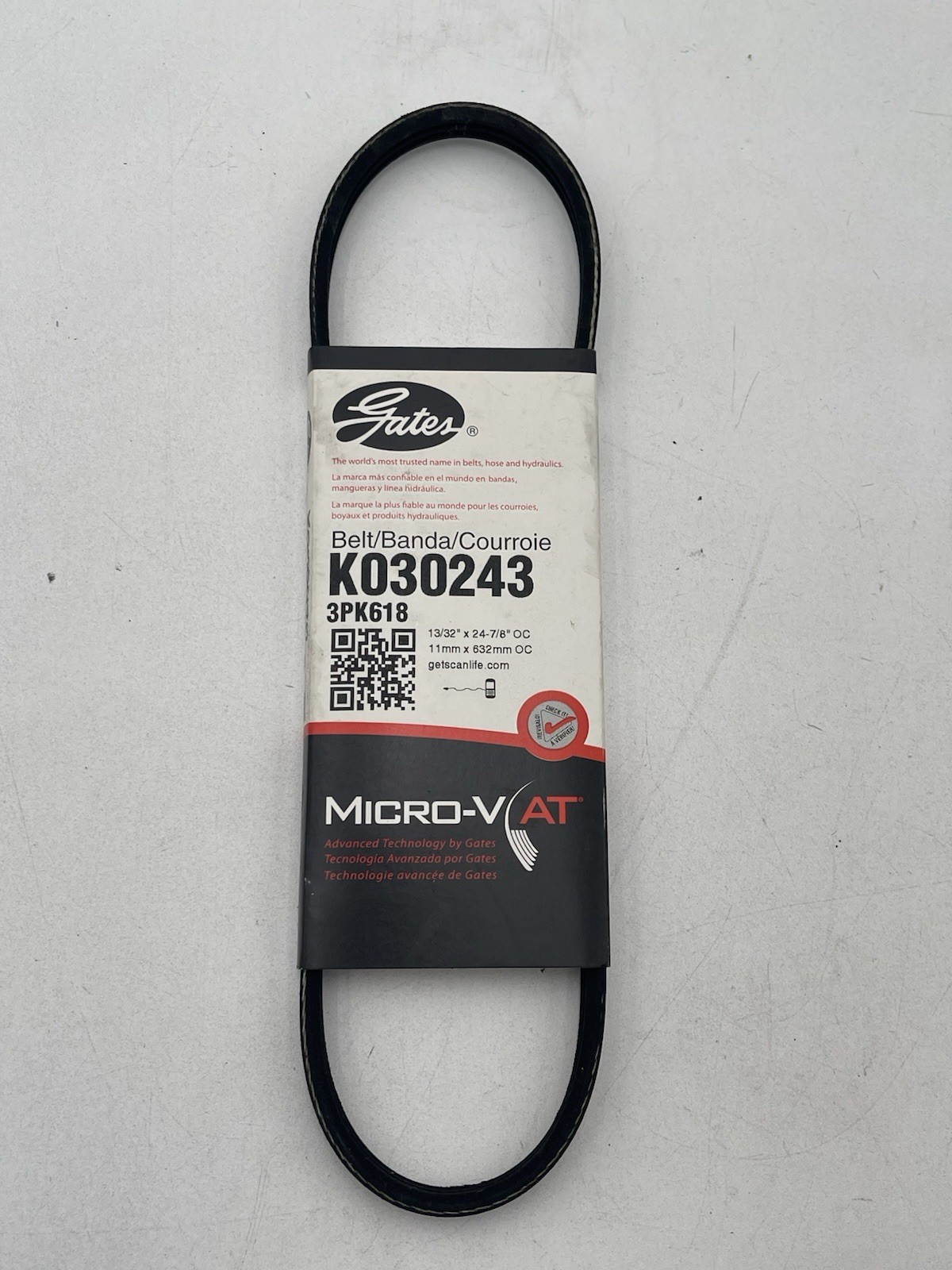 Gates Micro-V Serpentine Belt 3 Rib 24-13/16 Inch – K030243