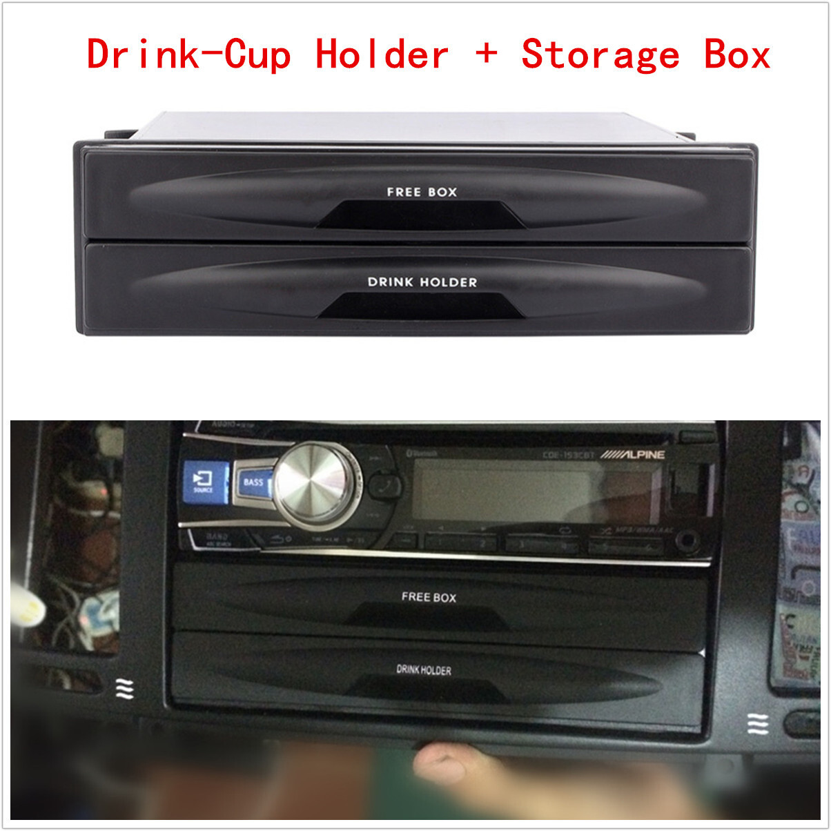Double 2 Din Dash Radio Installation Pocket Cup Holder Storage Box For Car SUV