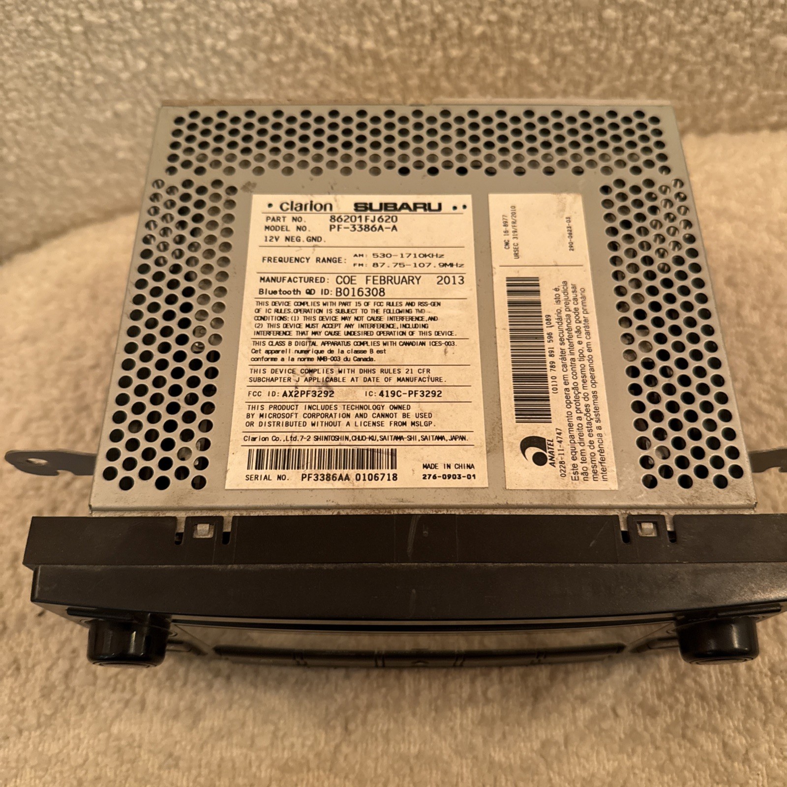 2012-14 Subaru Crosstrek Impreza Radio CD OEM AUX Bluetooth CM621UB 86201FJ620