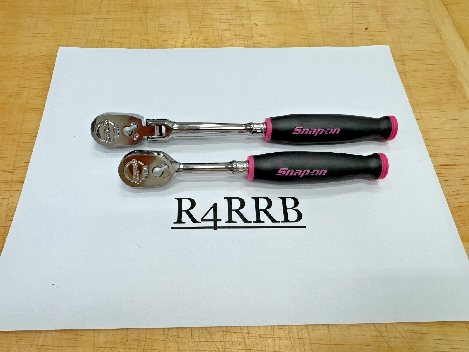 Snap-on Tools USA NEW Classic PINK 2PC 1/4 Drive Fixed Flex Ratchet Lot Set RARE