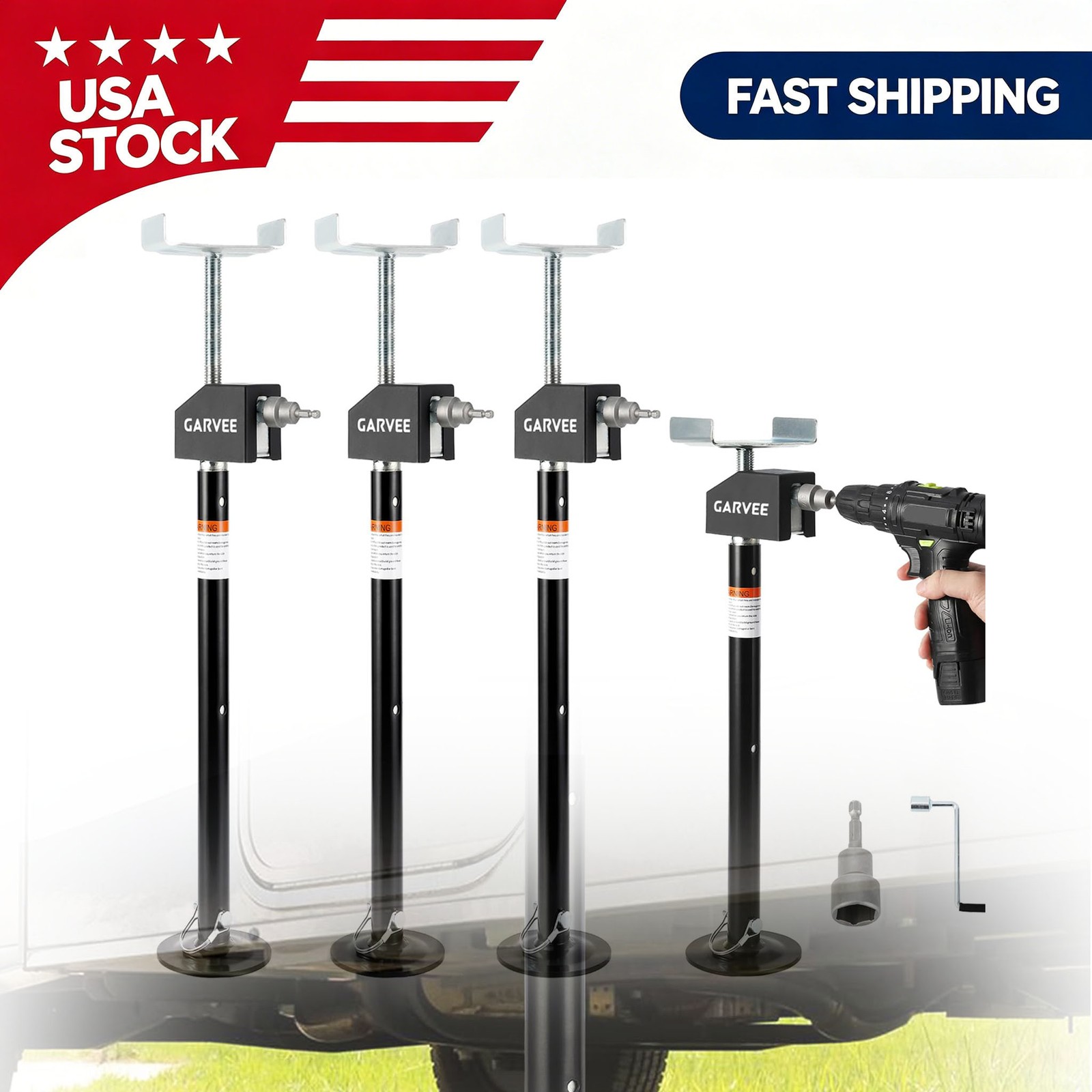 4 Pack RV Slide Out Stabilizer Jacks 5000lbs Adjustable Camper Support 21″ – 34″