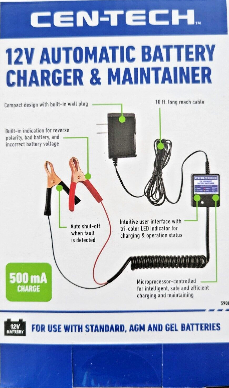 12 Volt Car Battery Charger Maintainer Automatic Float Trickle