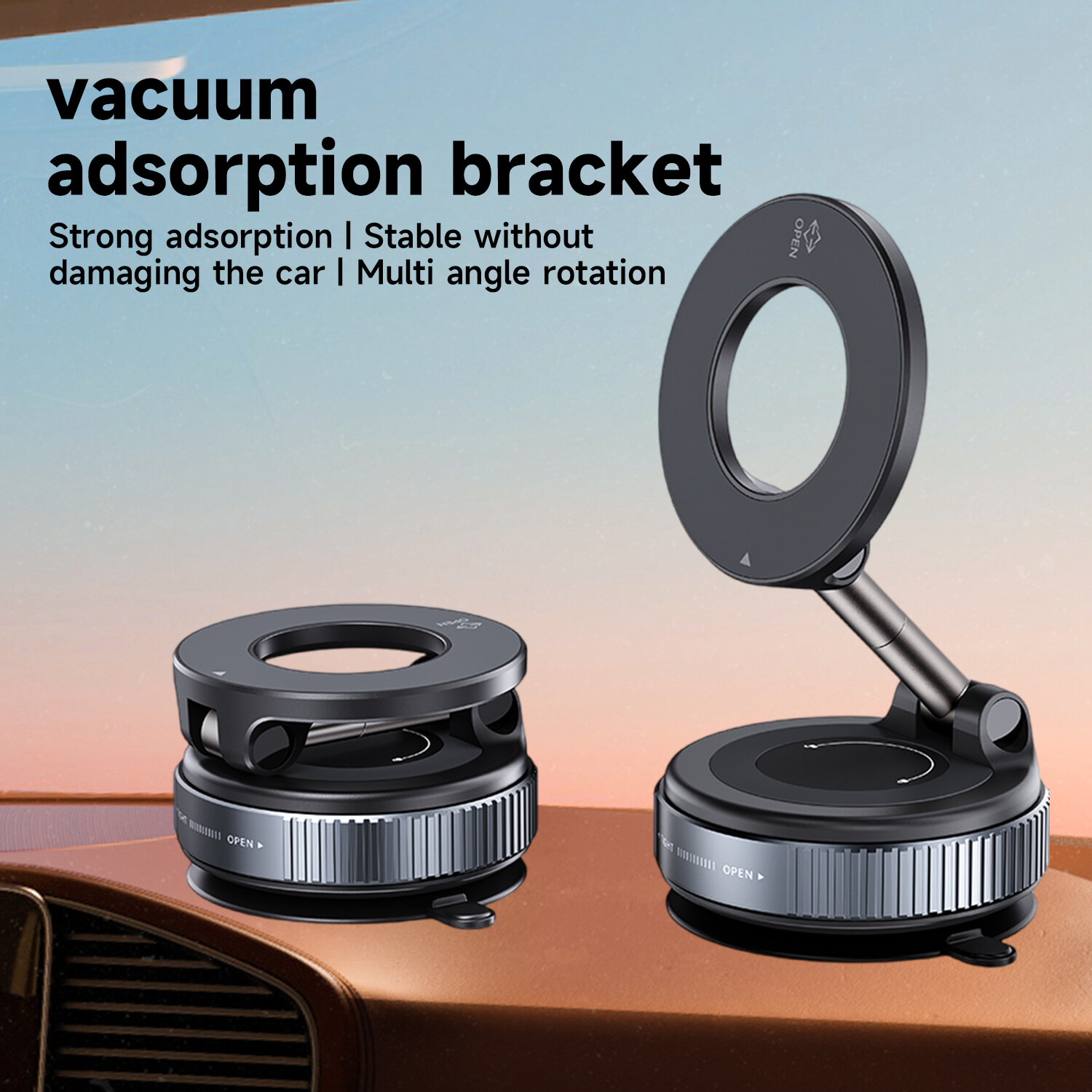 360° Adjustable Magnetic Vacuum Suction Cup Car Phone Holder Mount for MagSafe