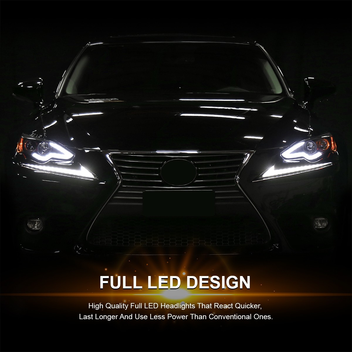 Jet Black Fits 2014-2016 Lexus IS250 IS350 Full LED Projector Headlights LH+RH