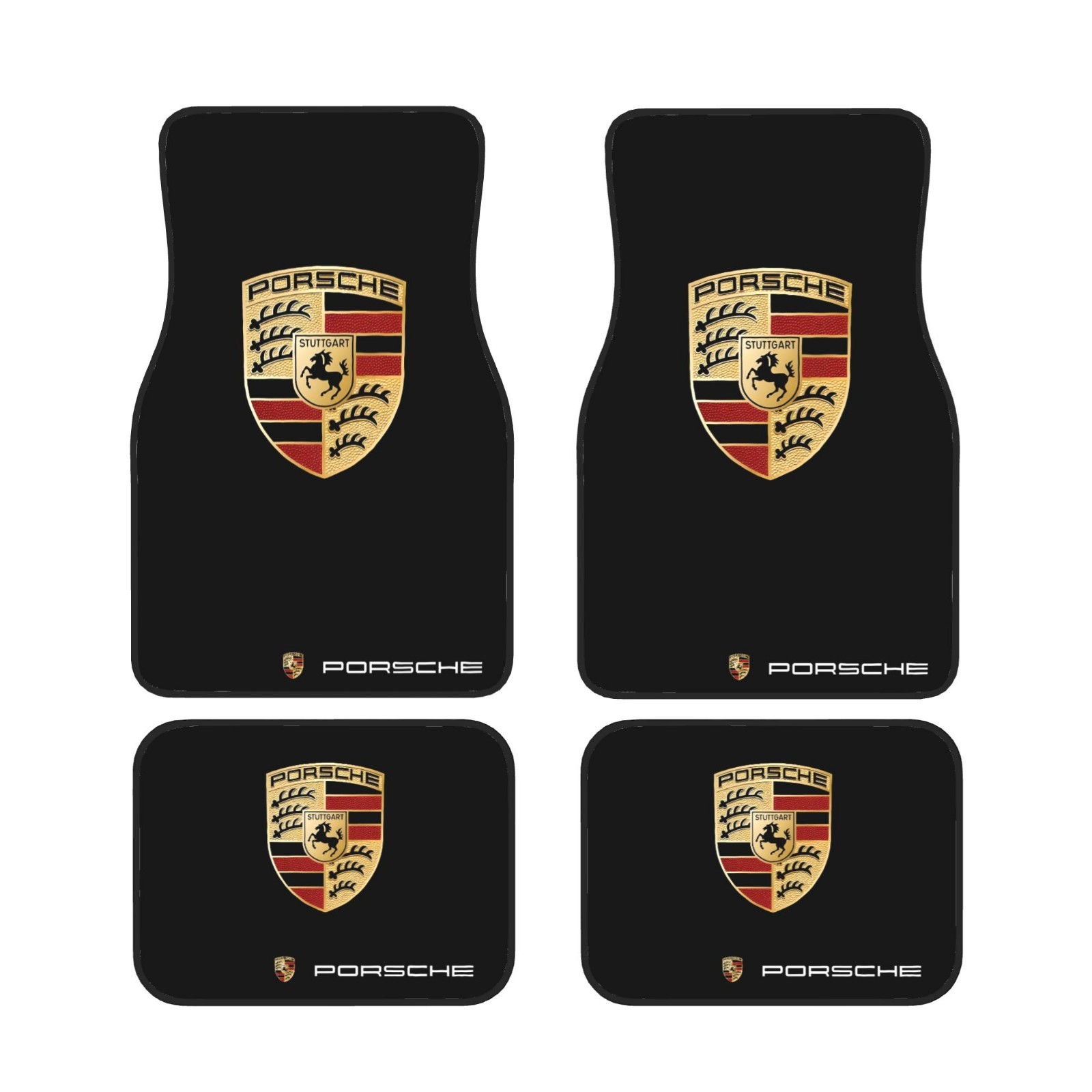 4 Piece Porsche Car Front & Rear Floor Mat Set Non-Slip Carpet Mats