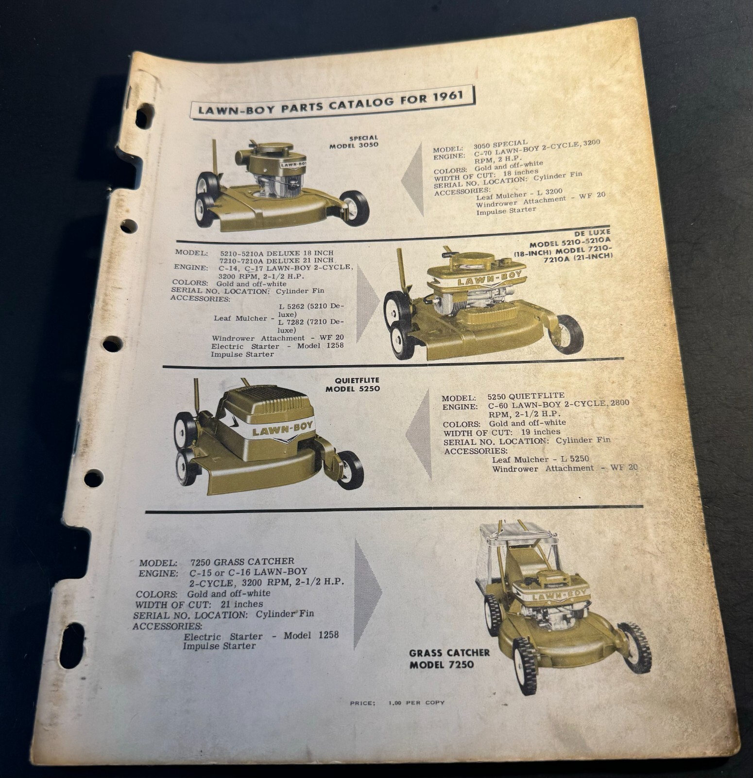 1961 LAWN-BOY MOWERS, TRIMMERS, TILLERS PARTS MANUAL 59 PAGES (412)
