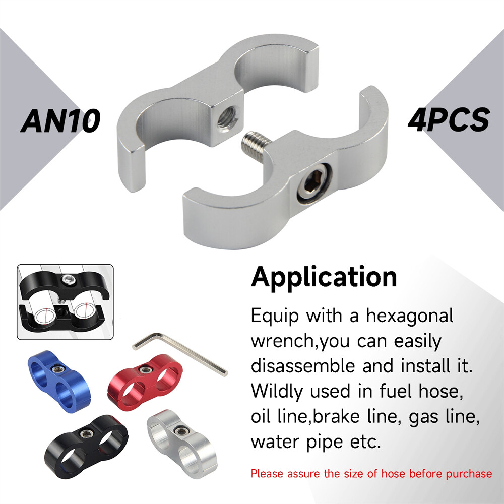 4pcs AN10 19MM 0.75” Braided Hose Separator Clamp Fitting Adapter Bracket SL