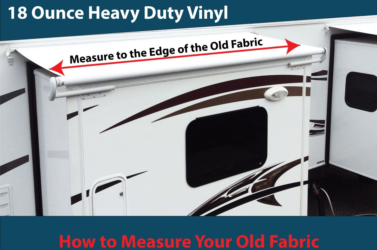 RV Slide Out Awning Replacement Fabric White- 5 Year Warranty Choose Size