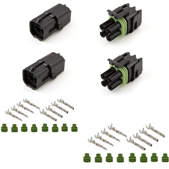 DELPHI WEATHER PACK 4 PIN – CONDUCTOR SQUARE CONNECTOR KIT 20-18 GA – TWO SETS