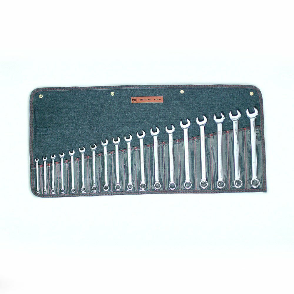 Wright Tool 958 Full Polish Metric Combination Wrenches 7mm – 24mm (18-Piece)