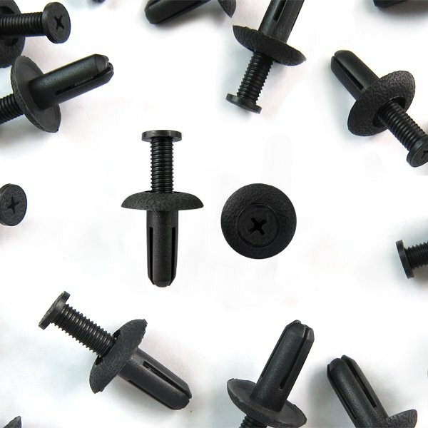 50 Pcs Car Bumper Fender Door Trim 8mm Hole Black Plastic Push In Fastener Rivet