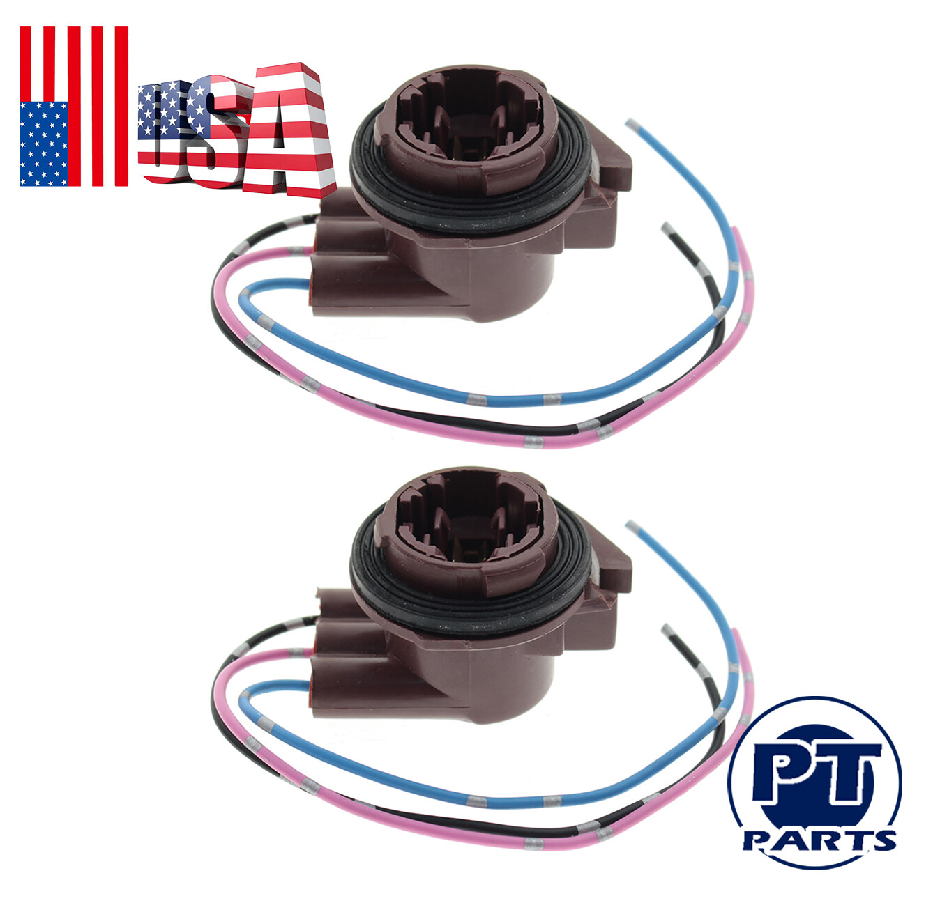 (2) Bulb Socket Turn Signal Light Harness Wire Plug Connectors 3157 4157 4157NA