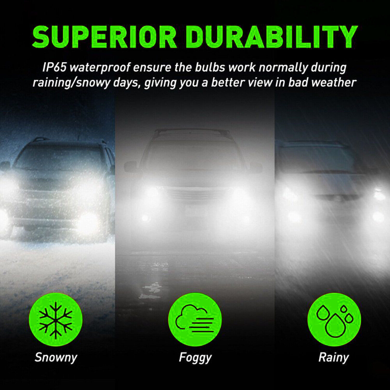12000LM 6500K 60W 2x H16 LED Fog Light Bulbs Super Bright Cool White
