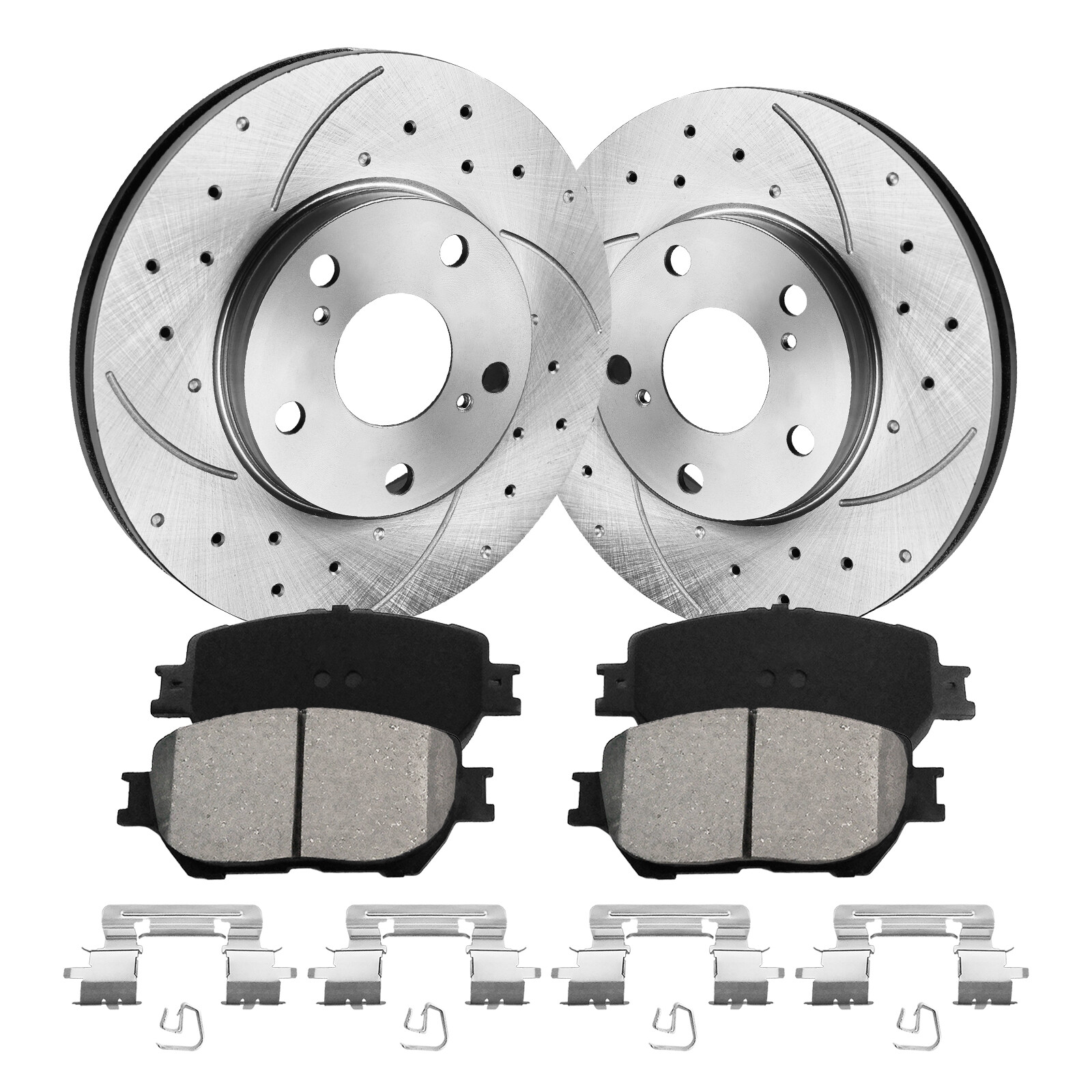 Front Drilled Rotors + Ceramic Brake Pads for 2002 2003-2006 Toyota Camry 2.4L