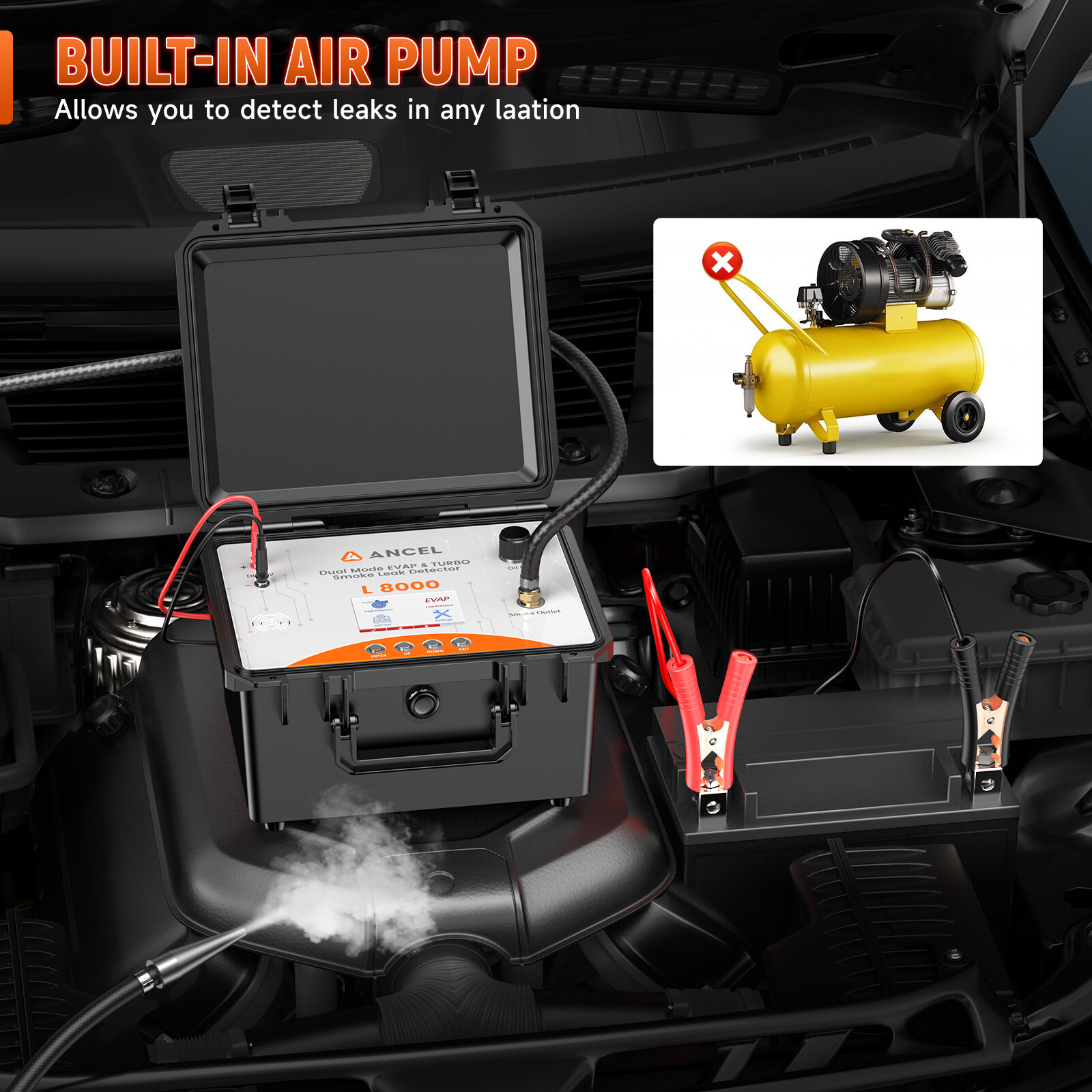 ANCEL L8000 Smoke Machine Leak Tester Dual Mode Diagnostic EVAP & Turbo System