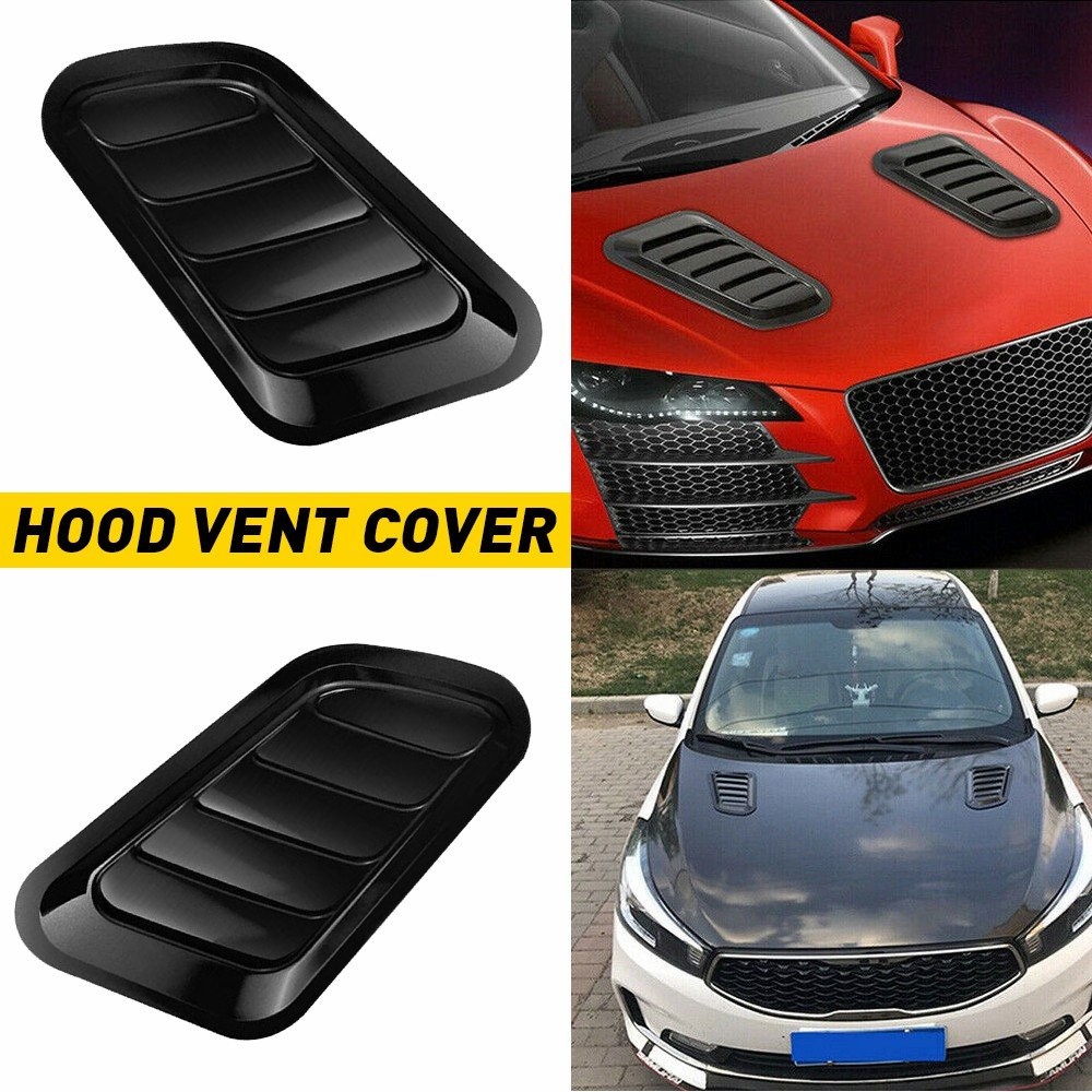 2X Air Intake Flow Hood Scoop Bonnet Vent Cover Universal Black Car Decorative