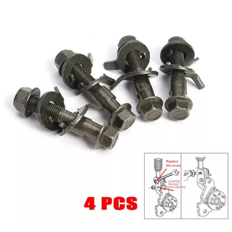 4Pcs 17mm Car Cam Bolt Kit Four Wheel Alignment Adjustable Vehicles Camber Bolts