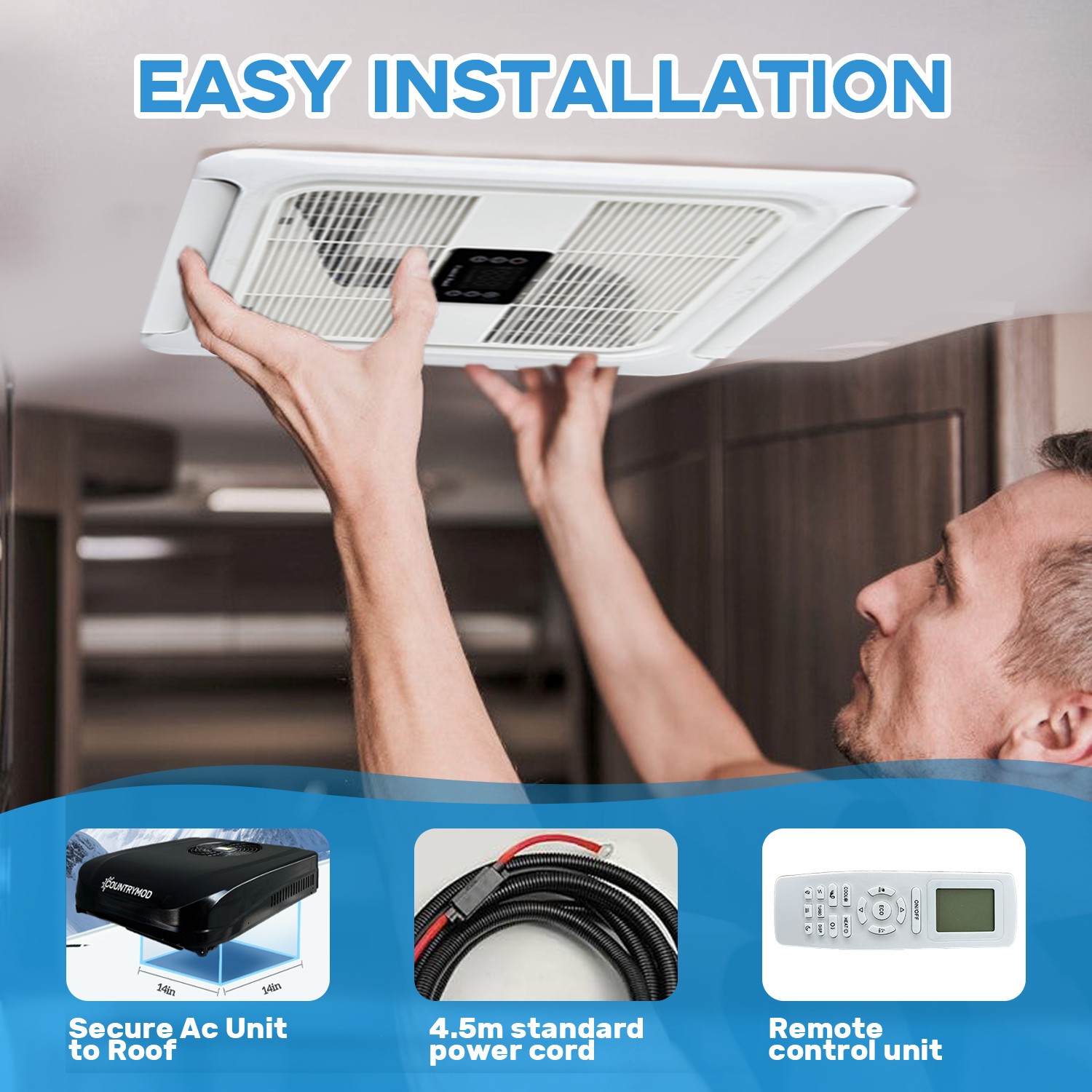 12V 10000 BTU RV Rooftop Air Conditioner Low Profile Camper Cooling A/C Unit