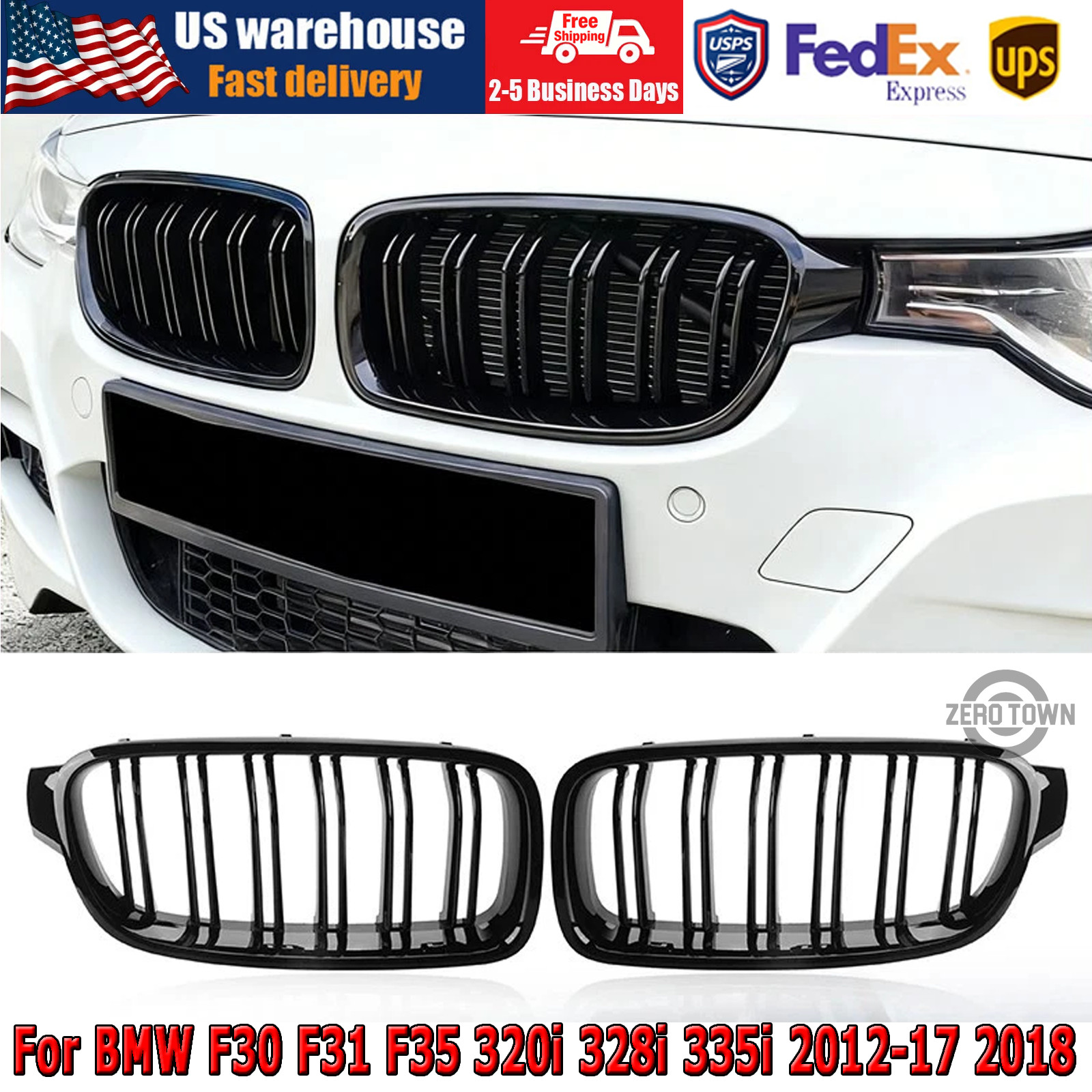 Glossy Black Front Kidney Grille For BMW F30 F31 F35 320i 328i 335i 2012-17 2018