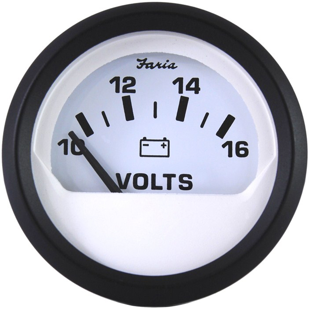 Faria Marine 2″ Voltmeter Boat Gauge 10-16V Voltage Meter Euro White VP9136