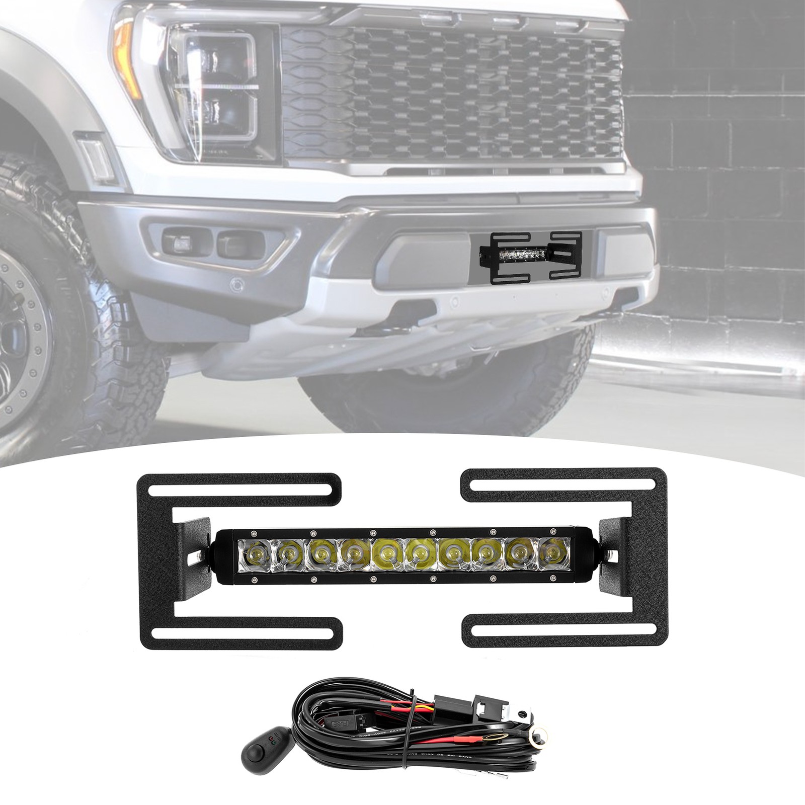 Lower Grille Mount Light Bar & Brackets & Wiring Fo Ford F-150 Raptor 2021-22 23