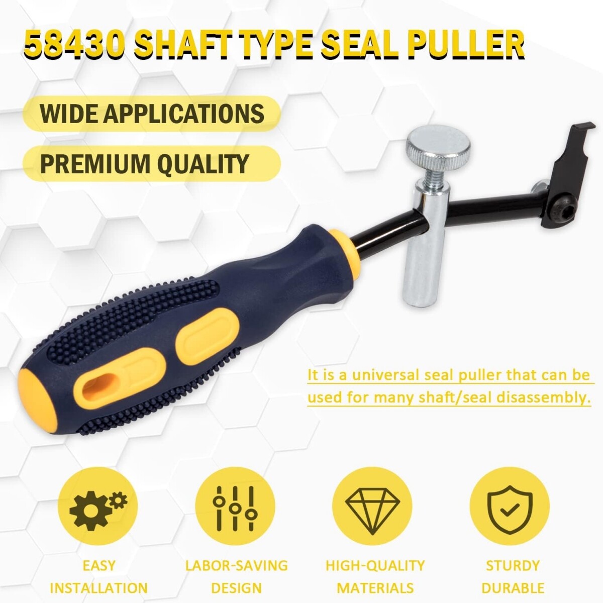 58430 Shaft Type Seal Puller W/ Spare Hook Crankshaft Camshaft Remover Tool Auto