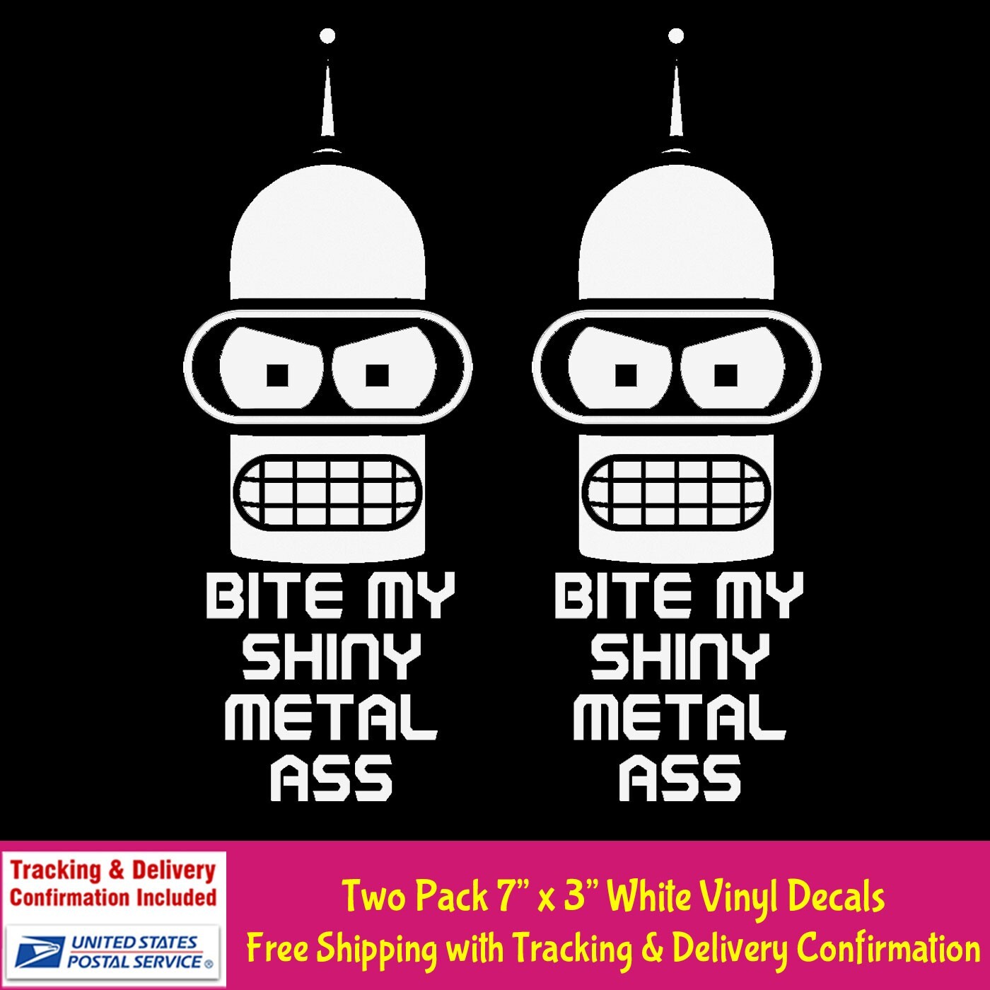 Bender Futurama TWO 7″ White Vinyl Decal Car Truck Windows Laptop Tablet