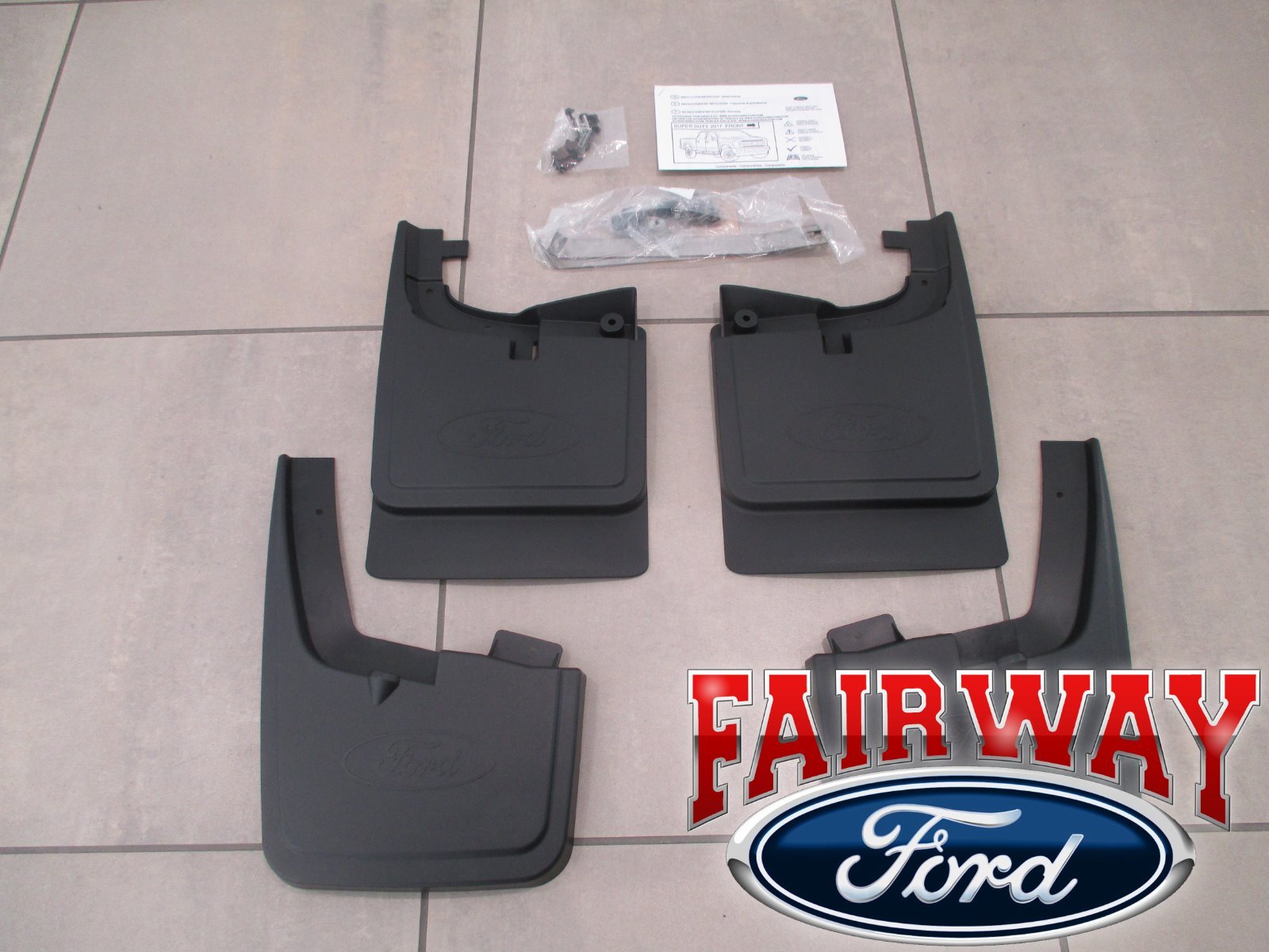 17 thru 22 Super Duty OEM Ford Splash Guard Mud Flap Set 4-pc SRW without Lips