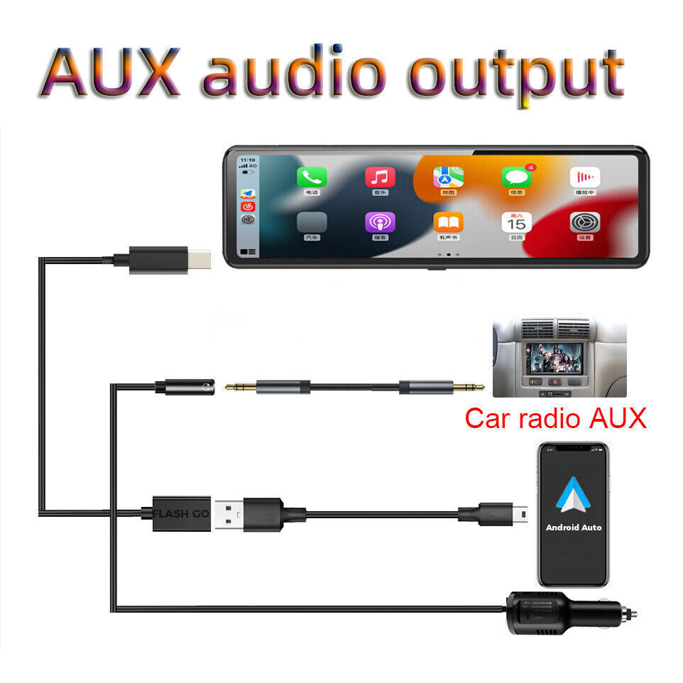11.26INCH Touch Screen +GPS Mirror Dash Cam Wireless Apple Carplay Android HOT